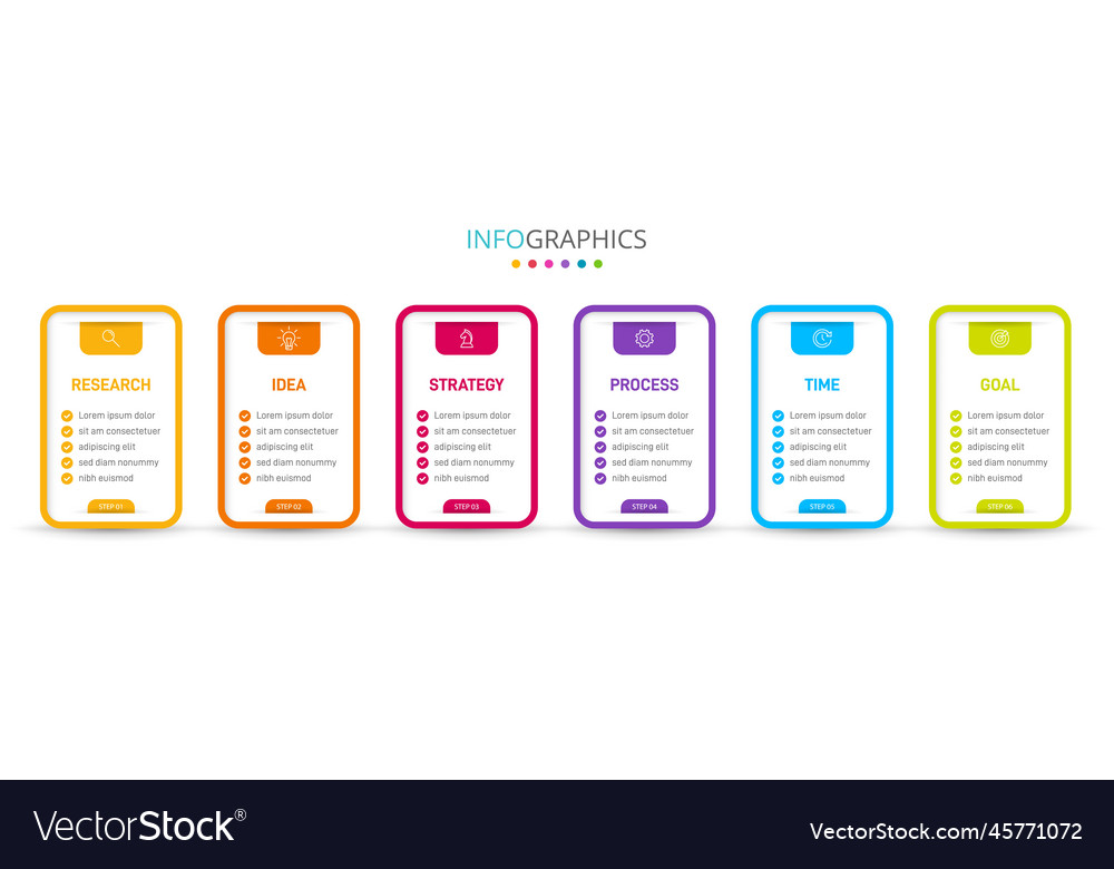 Vertical infographic design with icons and 6 Vector Image