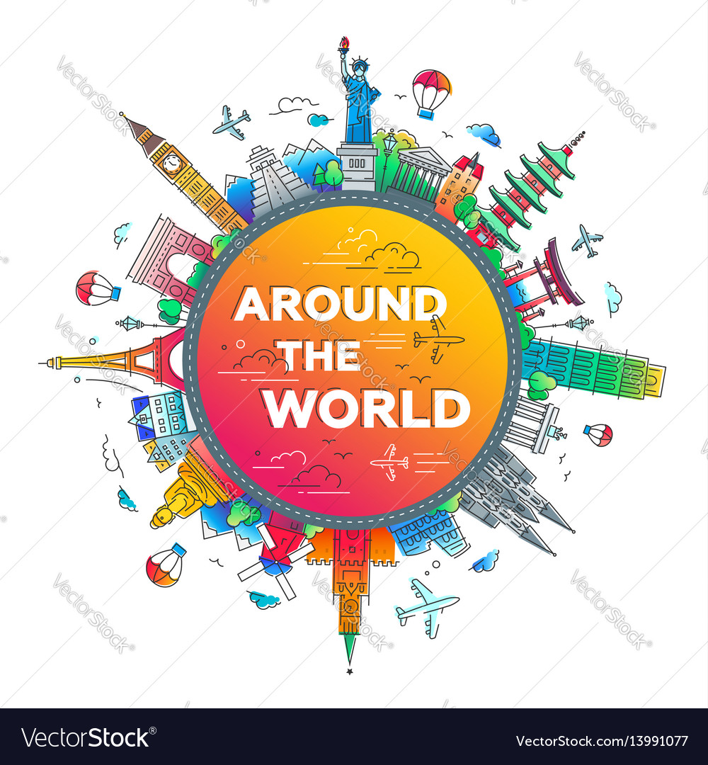 Around the world - flat design travel composition Vector Image