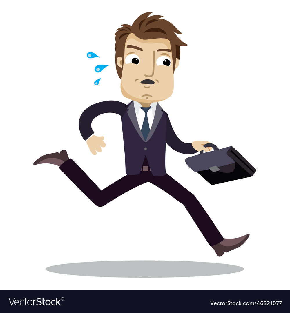 Businessman running late cartoon Royalty Free Vector Image