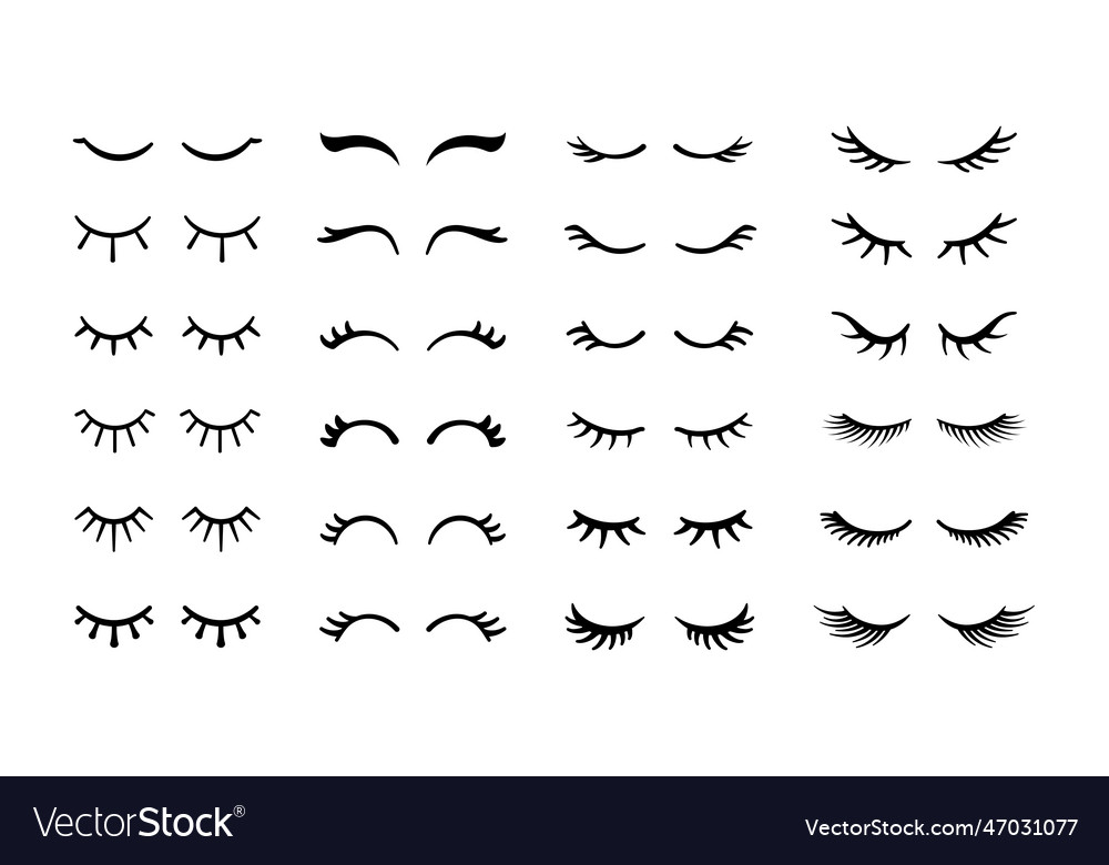 Cartoon eyelashes cute close eye with lash girl Vector Image