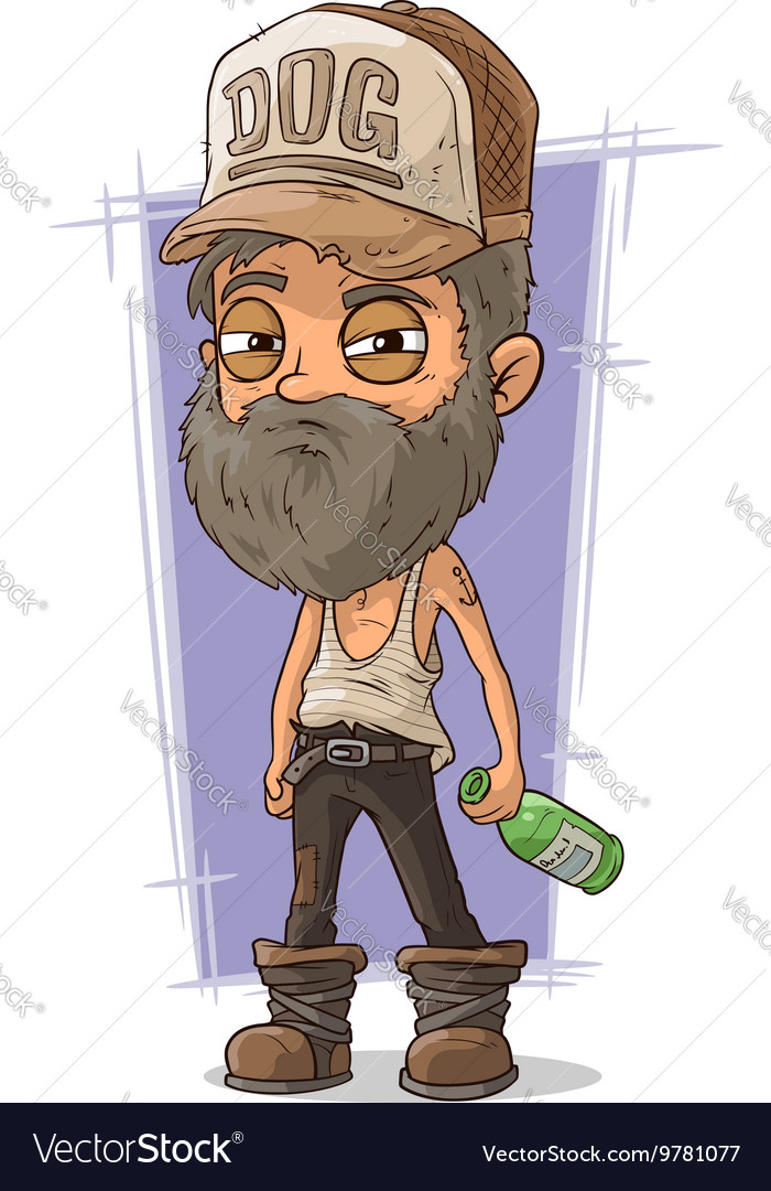 Cartoon old sad homeless man Royalty Free Vector Image