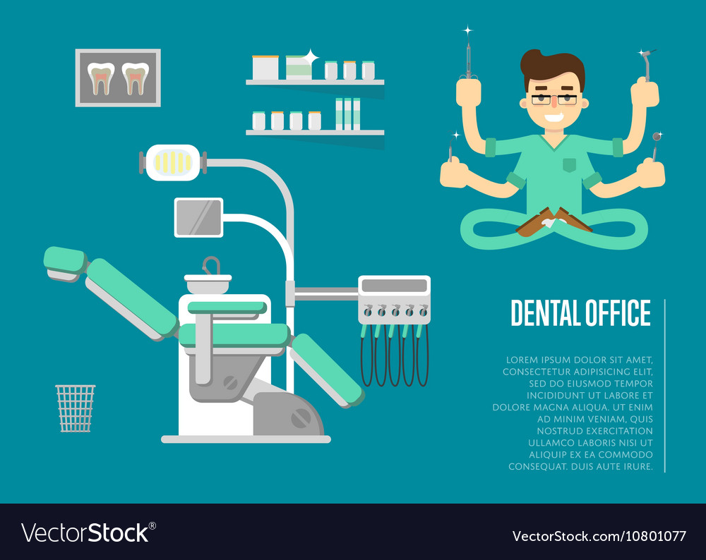 Dental Office Banner With Male Dentist Royalty Free Vector