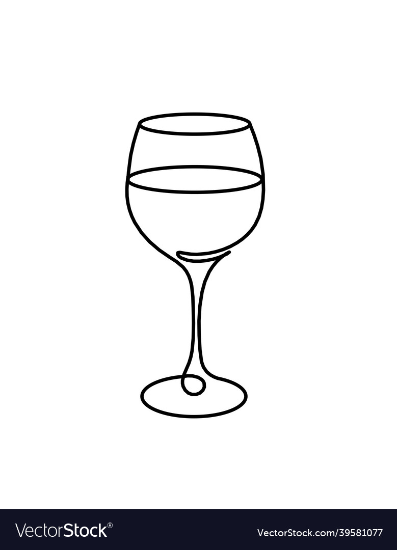 Drawing line wineglass on the white background Vector Image