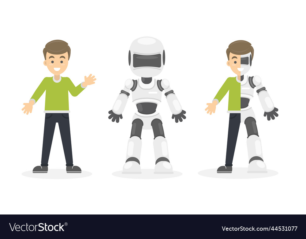 Half cyborg human Royalty Free Vector Image - VectorStock