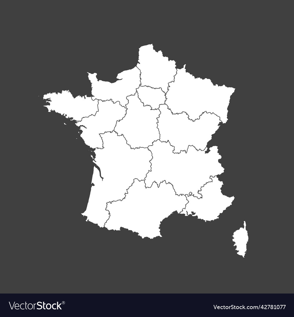 Map country france divided on regions Royalty Free Vector