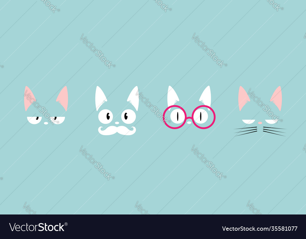 Pet collection emoticons cute cartoon character vector image Pet collection emoticons cute cartoon character