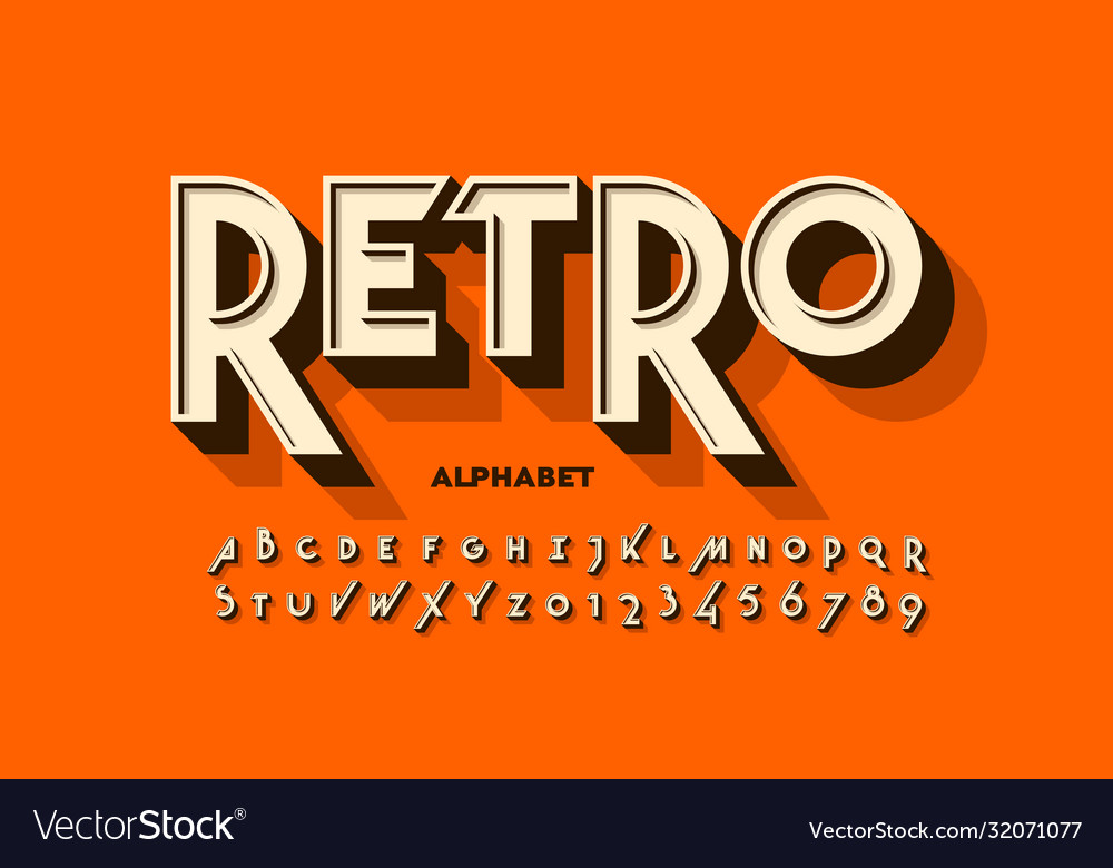 Retro style font design Royalty Free Vector Image