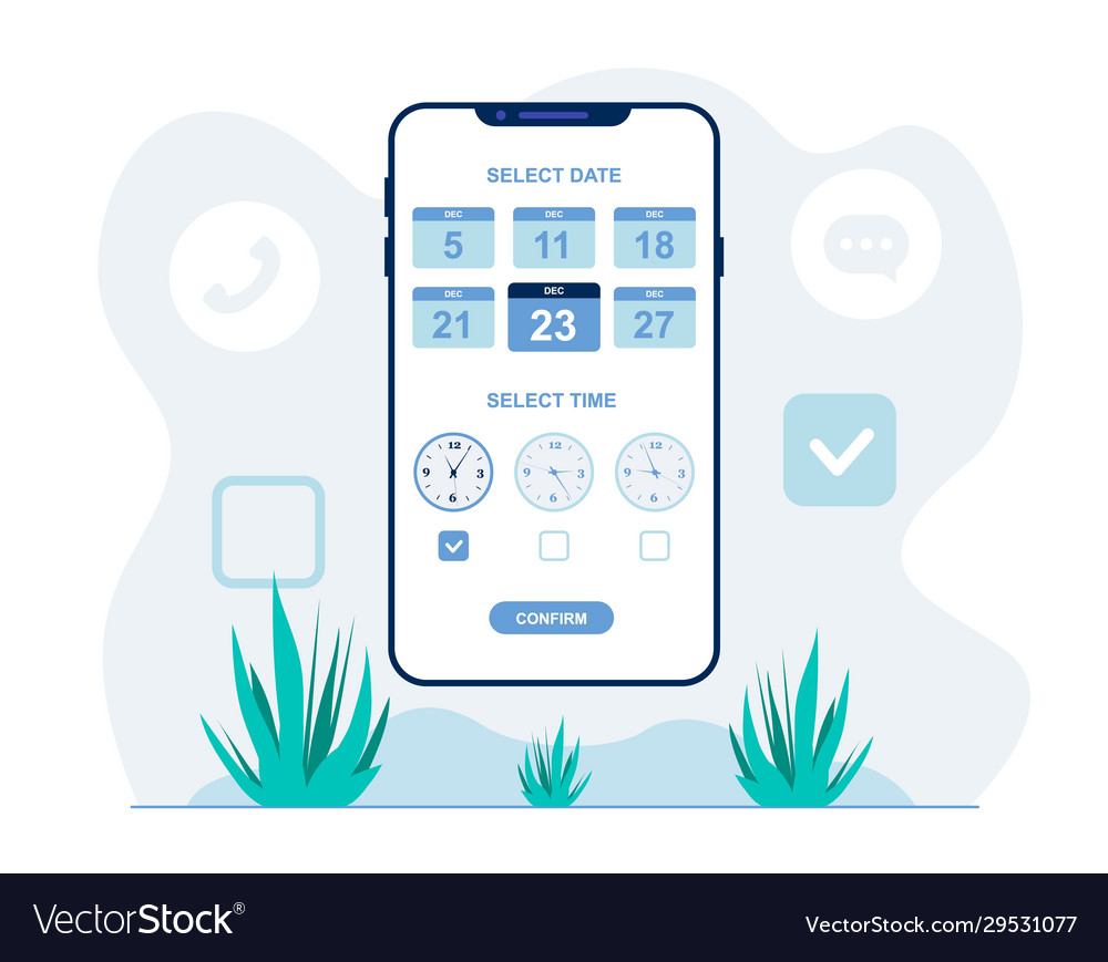 Selecting Meeting Time And Date Flat Royalty Free Vector
