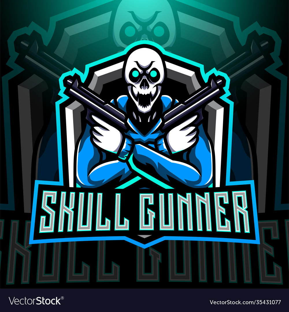 Skull gunners esport mascot logo Royalty Free Vector Image