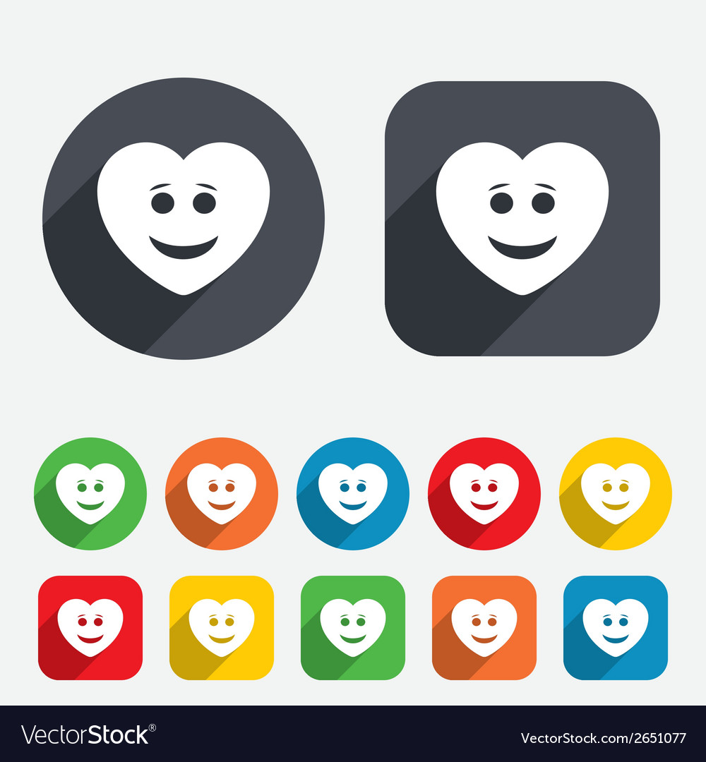 Smile heart face icon smiley symbol Royalty Free Vector