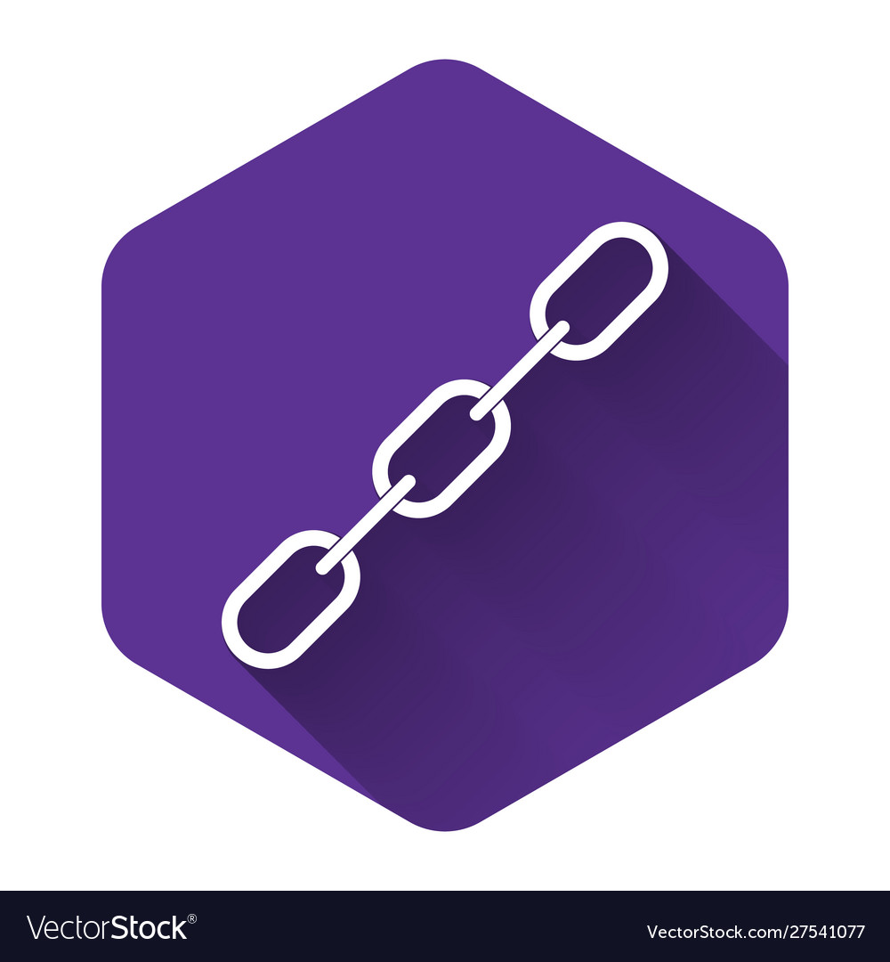 White chain link icon isolated with long shadow Vector Image
