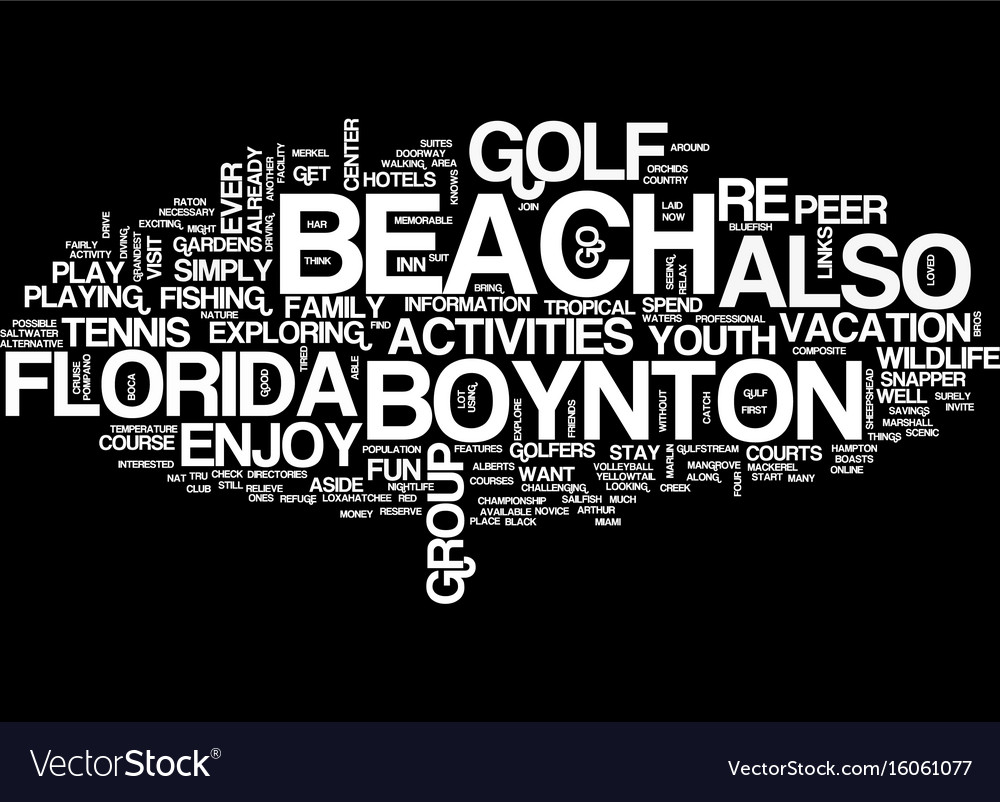Youth Activities At Boynton Beach Florida Text Vector Image