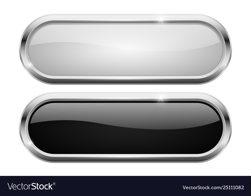 Black and white oval buttons glass icons Vector Image