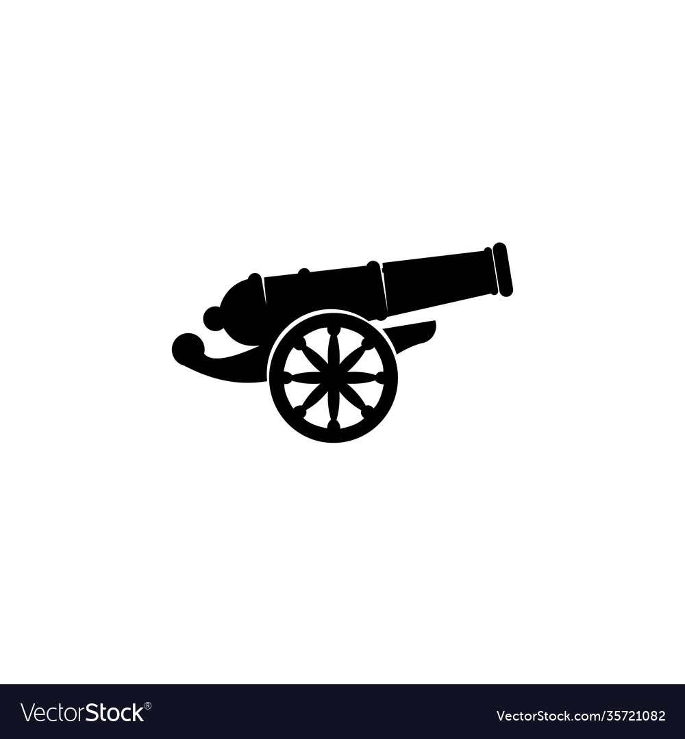 Cannon icon in black flat shape design isolated Vector Image