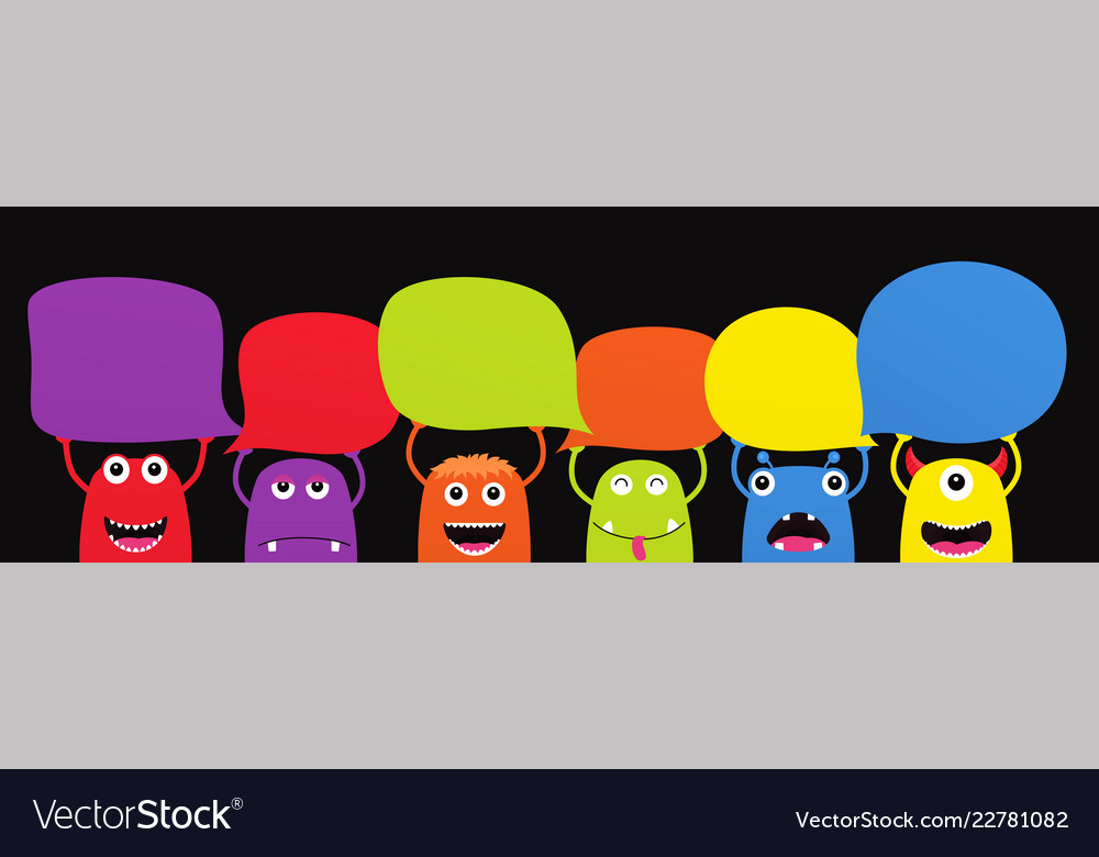 Set of funny cartoon monsters with dialogue Vector Image Set of funny cartoon monsters with dialogue Vector Image