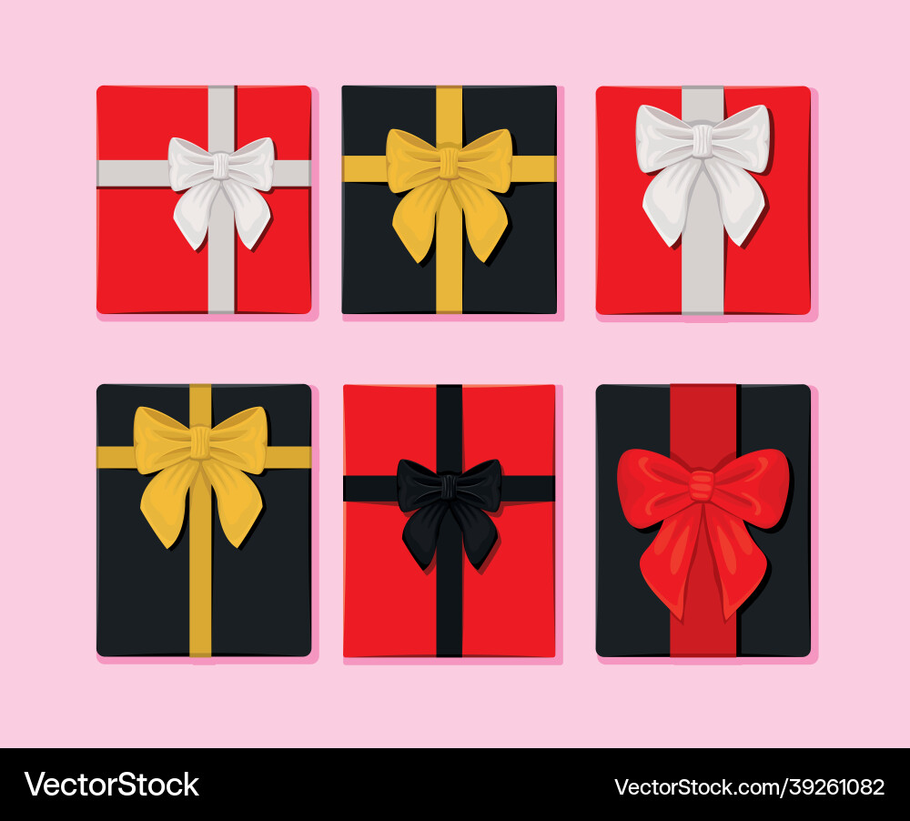 Six gift boxes Royalty Free Vector Image - VectorStock