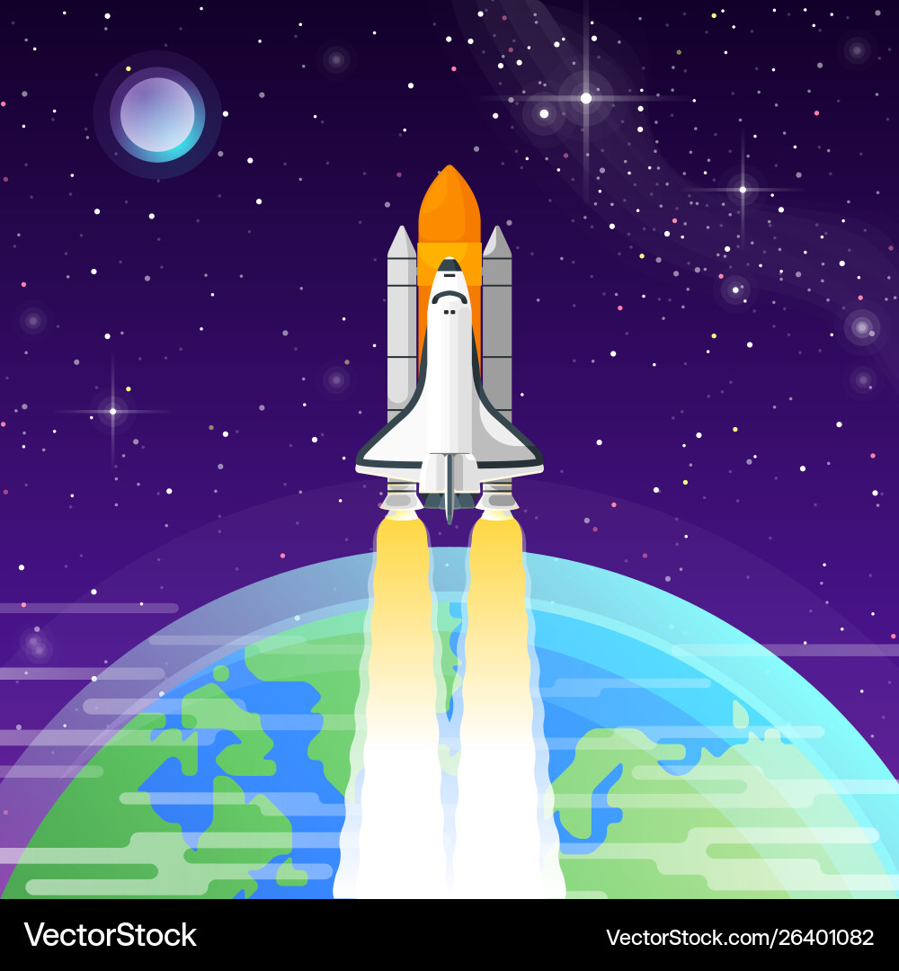 Space shuttle goes into outer space Royalty Free Vector