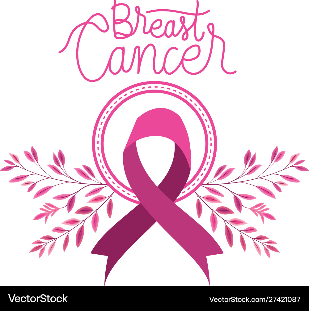 Circular frame with breast cancer ribbon Vector Image