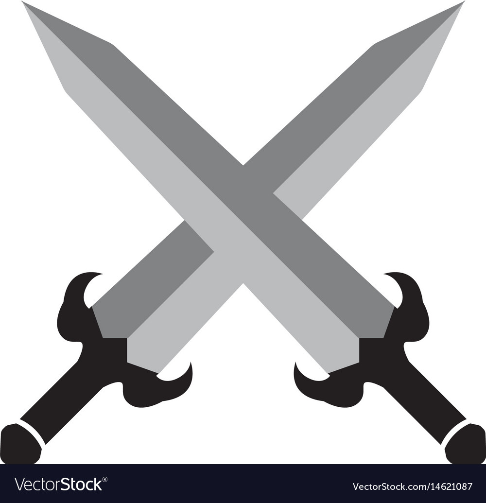 Cross swords icon logo template Royalty Free Vector Image