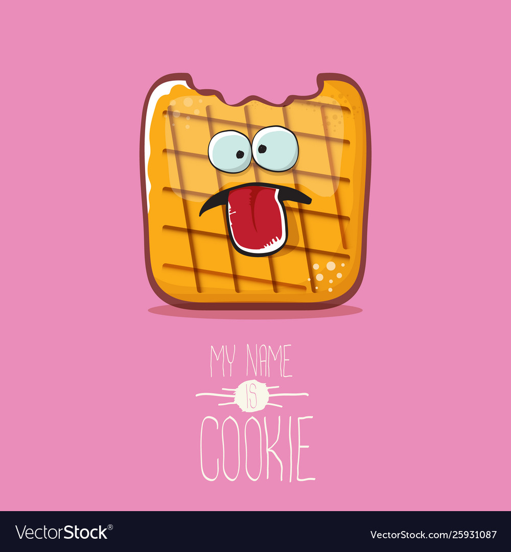 Funny Cookie Character Isolated On Pink Royalty Free Vector