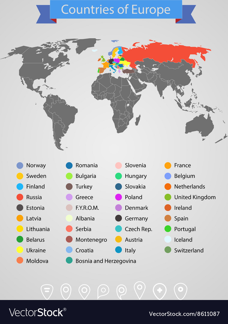 World map infographic template countries of europe