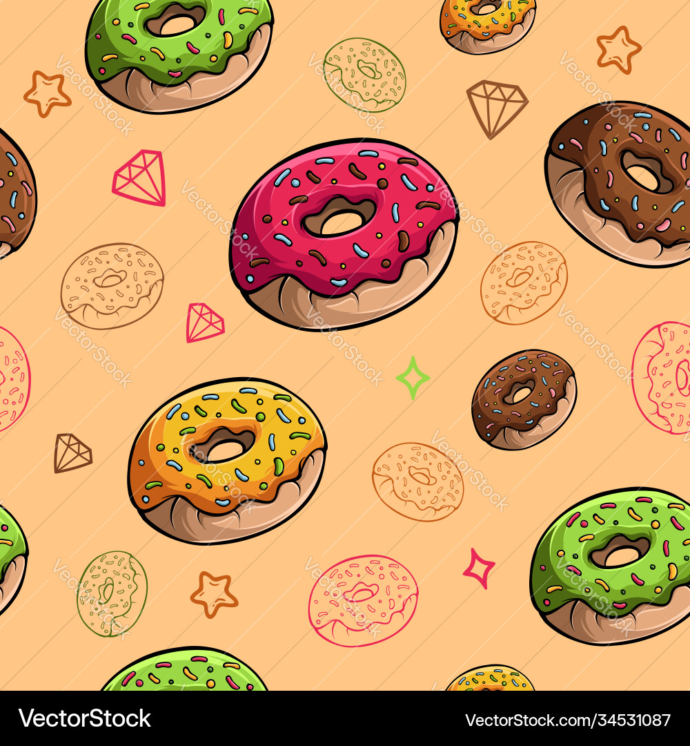 Yummy donuts seamless pattern image Royalty Free Vector