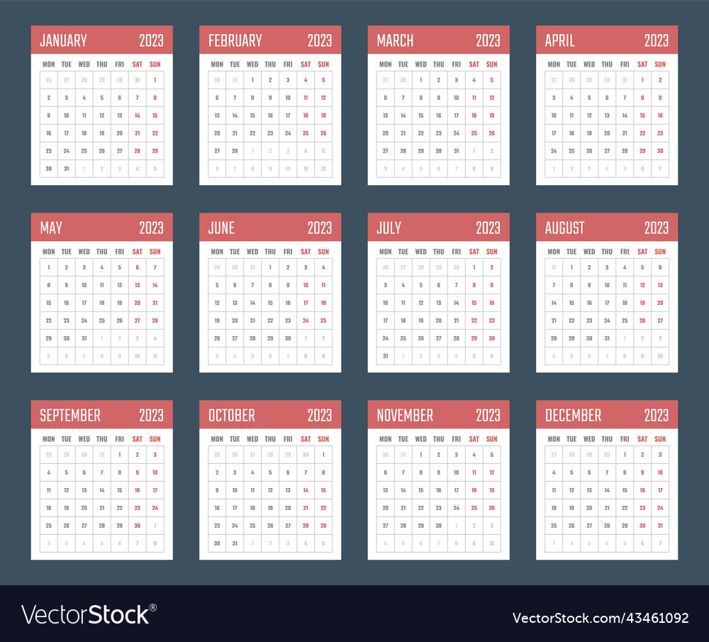 2023 year calendar calendar design for Royalty Free Vector