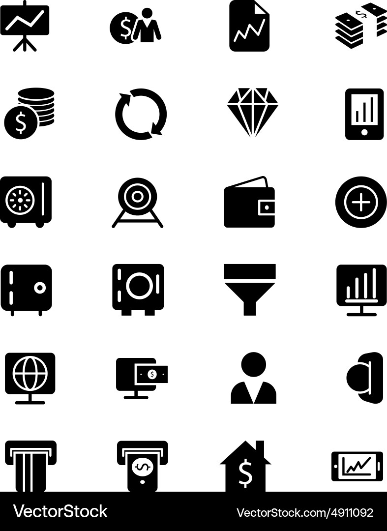 Finance solid icons 3 Royalty Free Vector Image