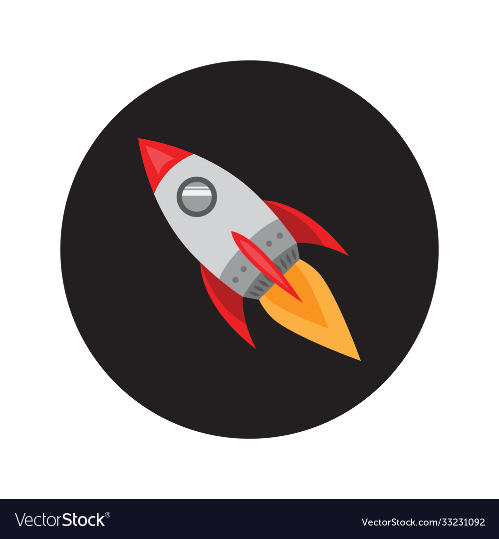 Flying rocket spaceship icon space travel flat Vector Image