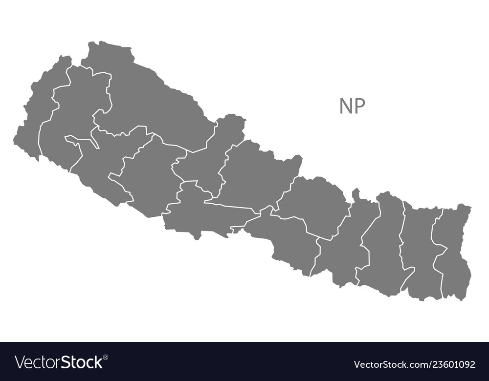 Nepal With Zones Map Grey Royalty Free Vector Image