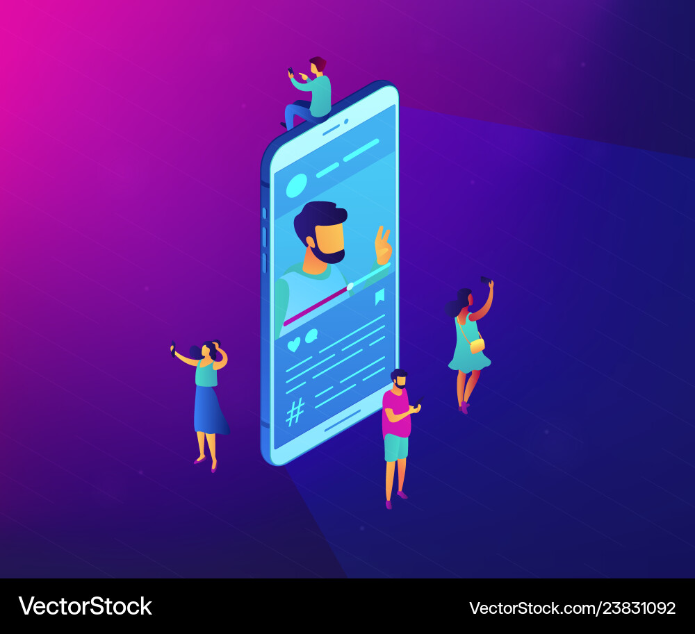 Vlog isometric 3d concept Royalty Free Vector Image