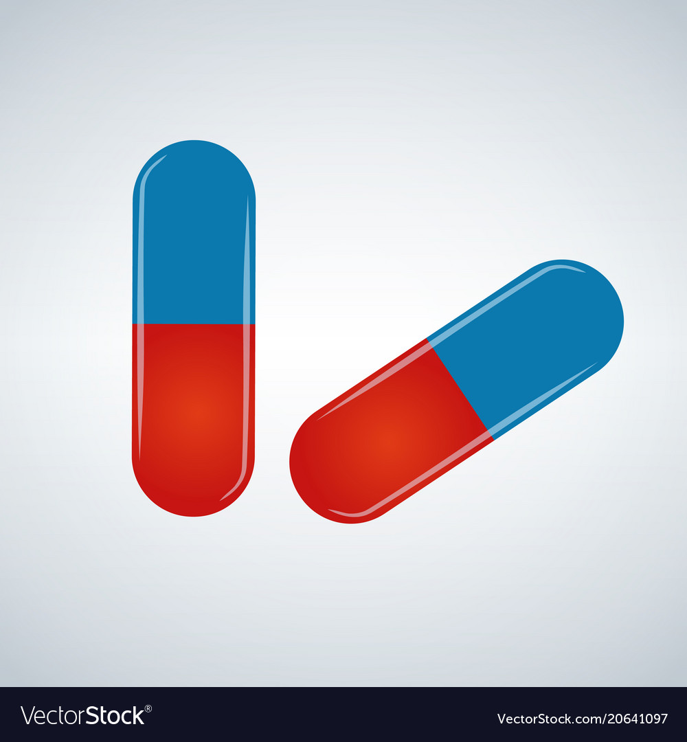 blue and red pills isolated on white background vector image