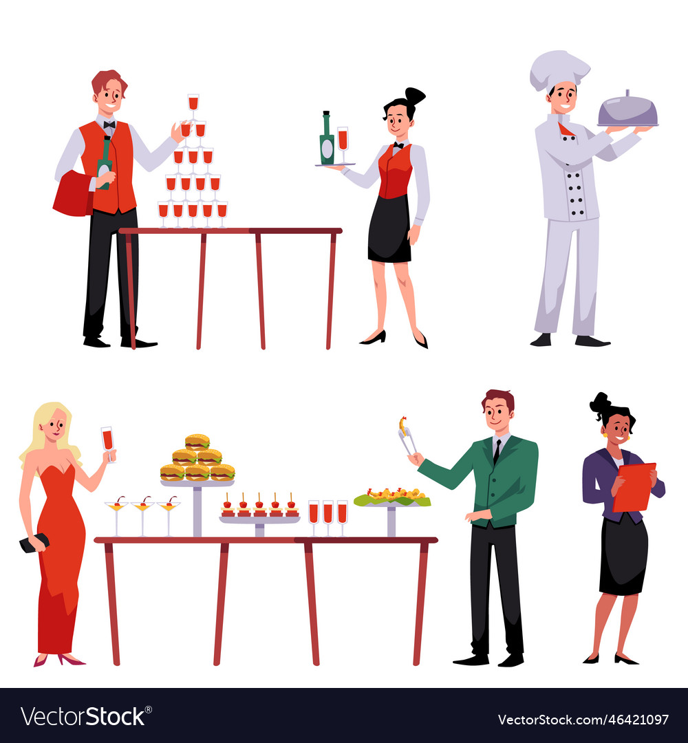 Catering food and service for events flat Vector Image