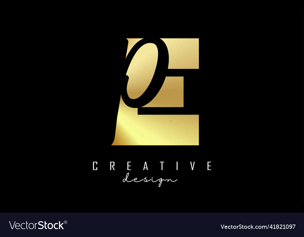 Golden letters ep logo with a minimalist design Vector Image