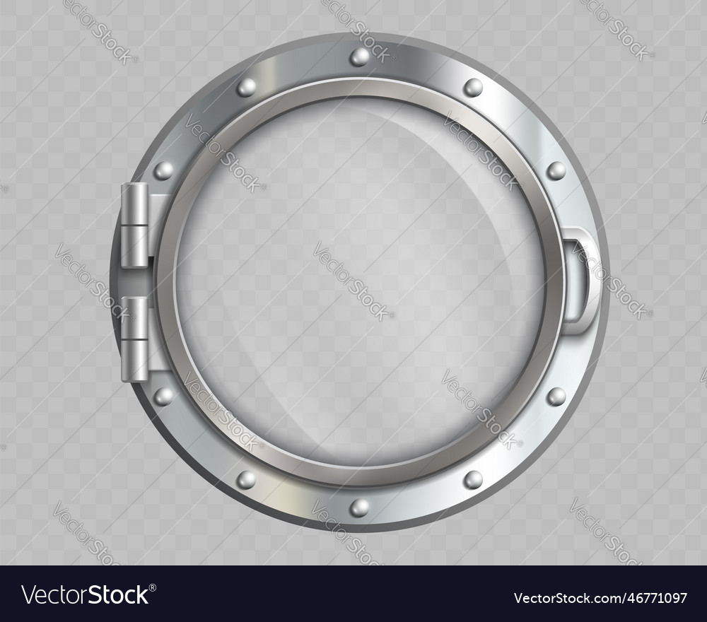 Metal round porthole with glass window Royalty Free Vector