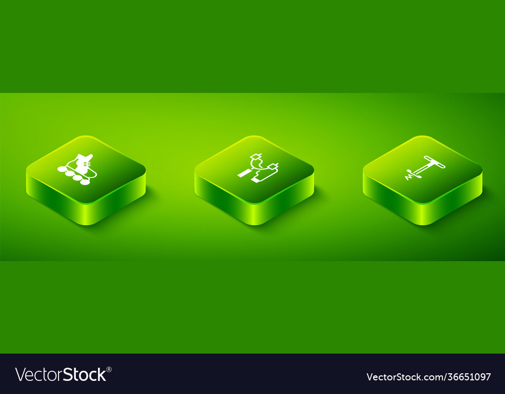 Set isometric slingshot pogo stick jumping toy Vector Image
