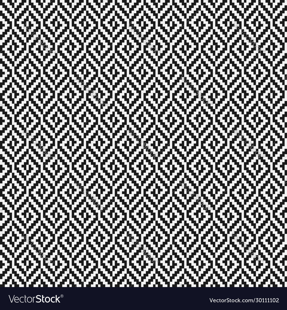 Black and white rhombus tweed seamless pattern