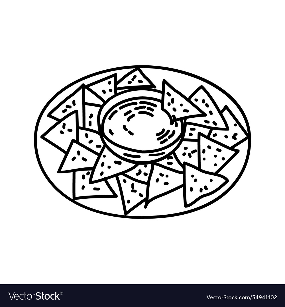 Nachos icon doodle hand drawn or outline icon Vector Image