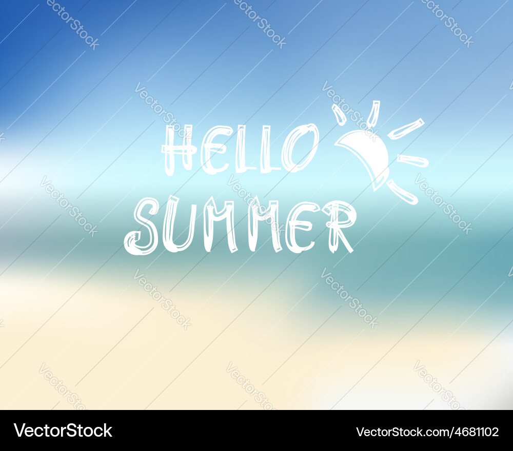 Summer beach background and text hello Royalty Free Vector
