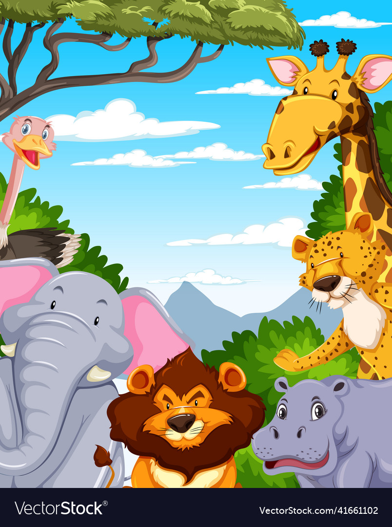 Wild animals in the forest Royalty Free Vector Image