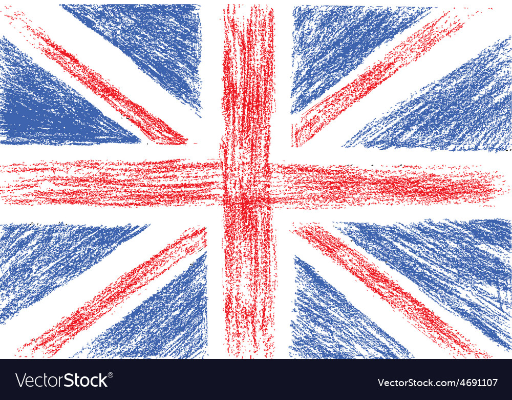 Flag uk pencil drawing Royalty Free Vector Image