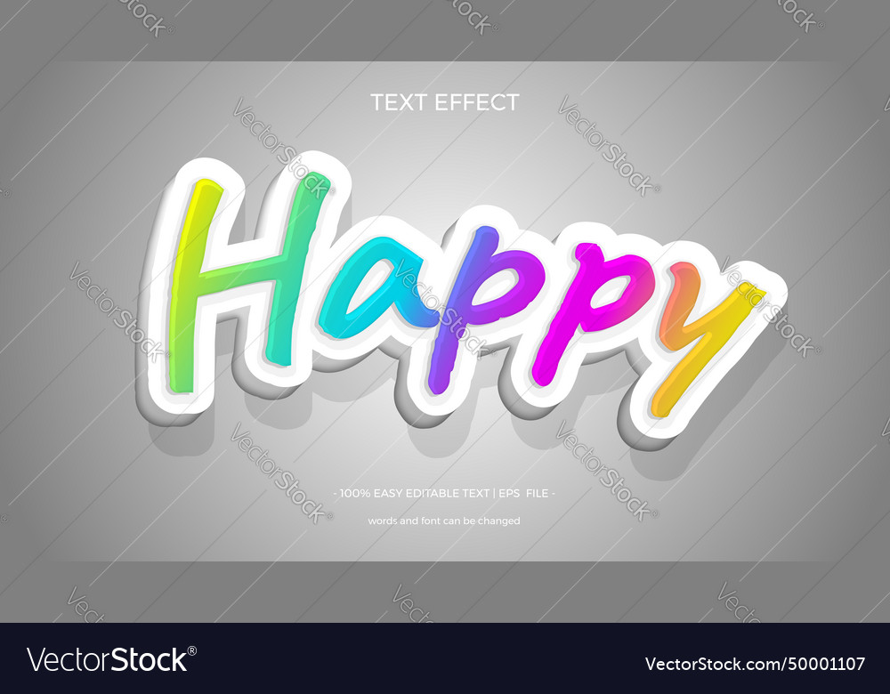 Happy text effect Royalty Free Vector Image - VectorStock