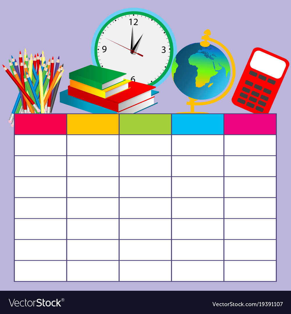School Plan Schedule Template Royalty Free Vector Image