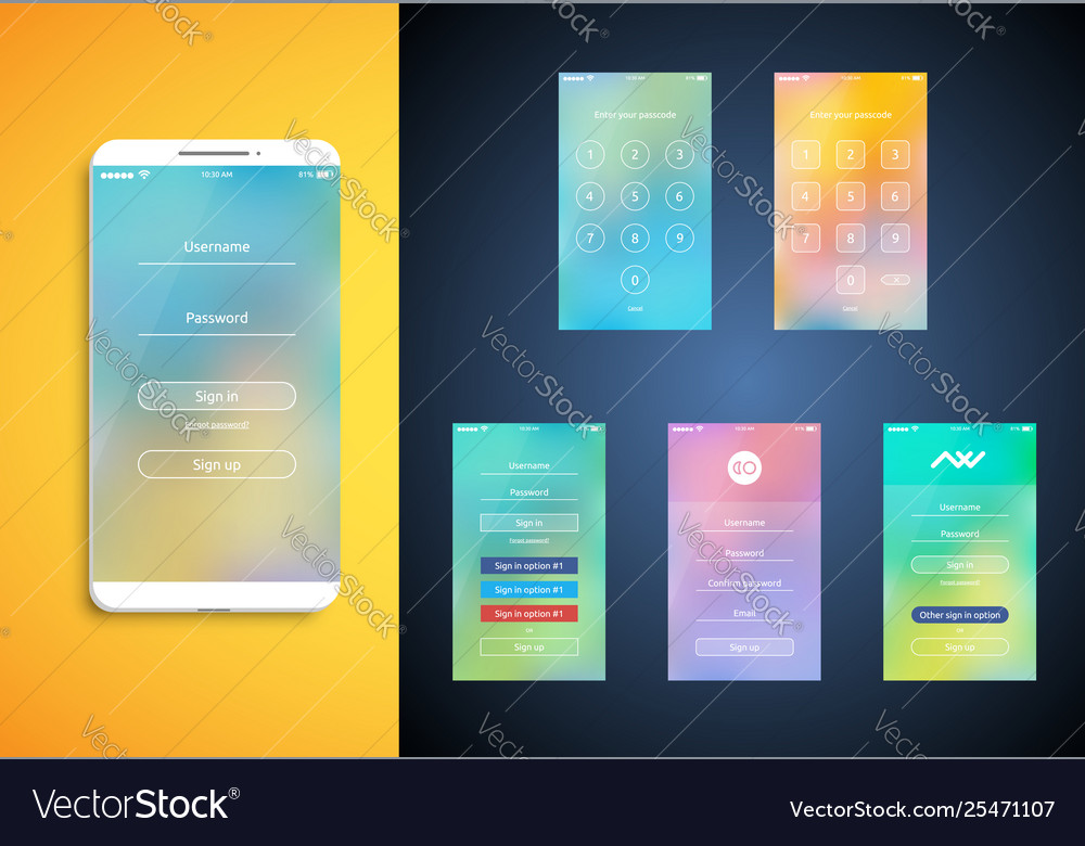 Simple and colorful ui set for smartphones Vector Image