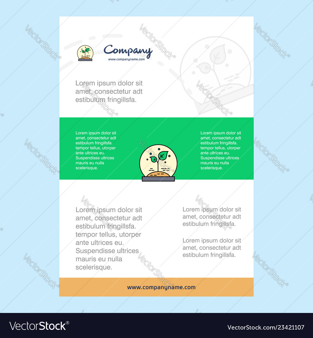 Template layout for plant company profile annual Vector Image