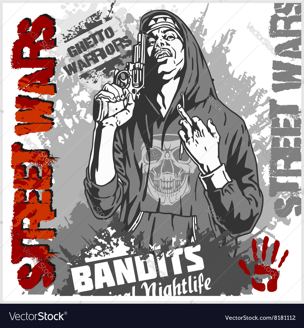 Bandit and gun man with revolver Royalty Free Vector Image