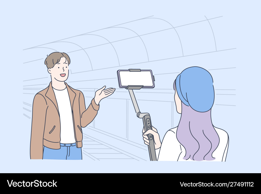 Blogging and vlogging live video streaming Vector Image