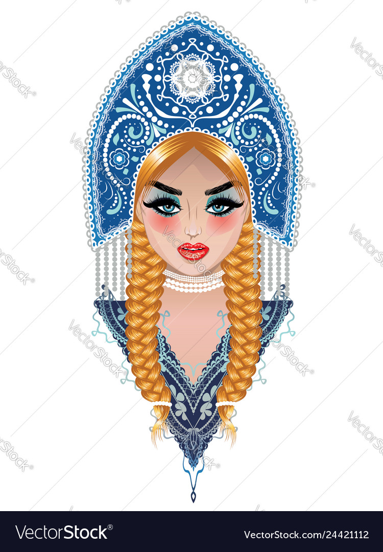 Blonde Girl In Kokoshnik Royalty Free Vector Image 7473