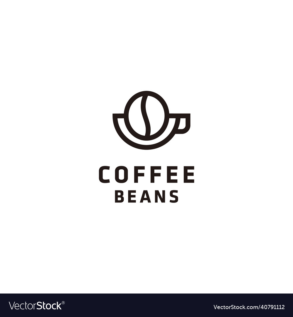 Coffee cup bean line art minimalist logo design Vector Image