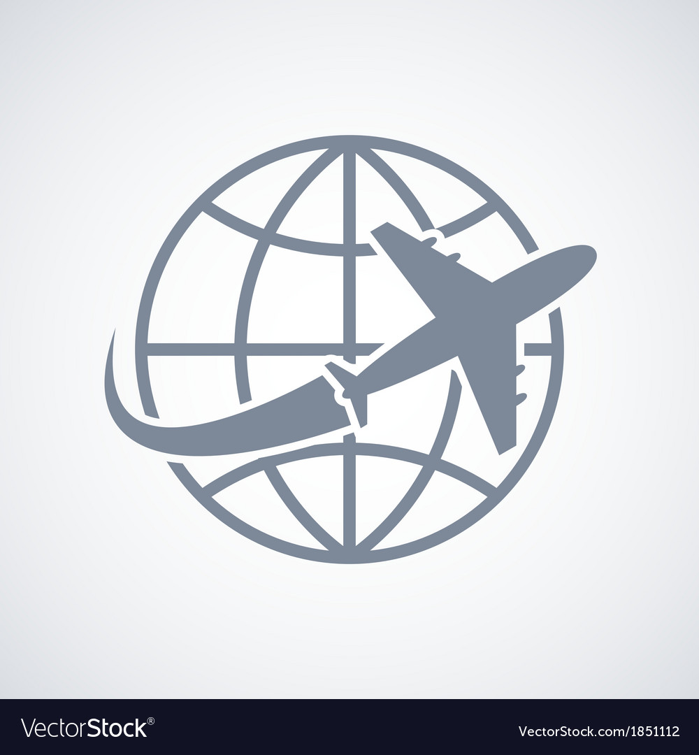 Globe and plane travel icon Royalty Free Vector Image